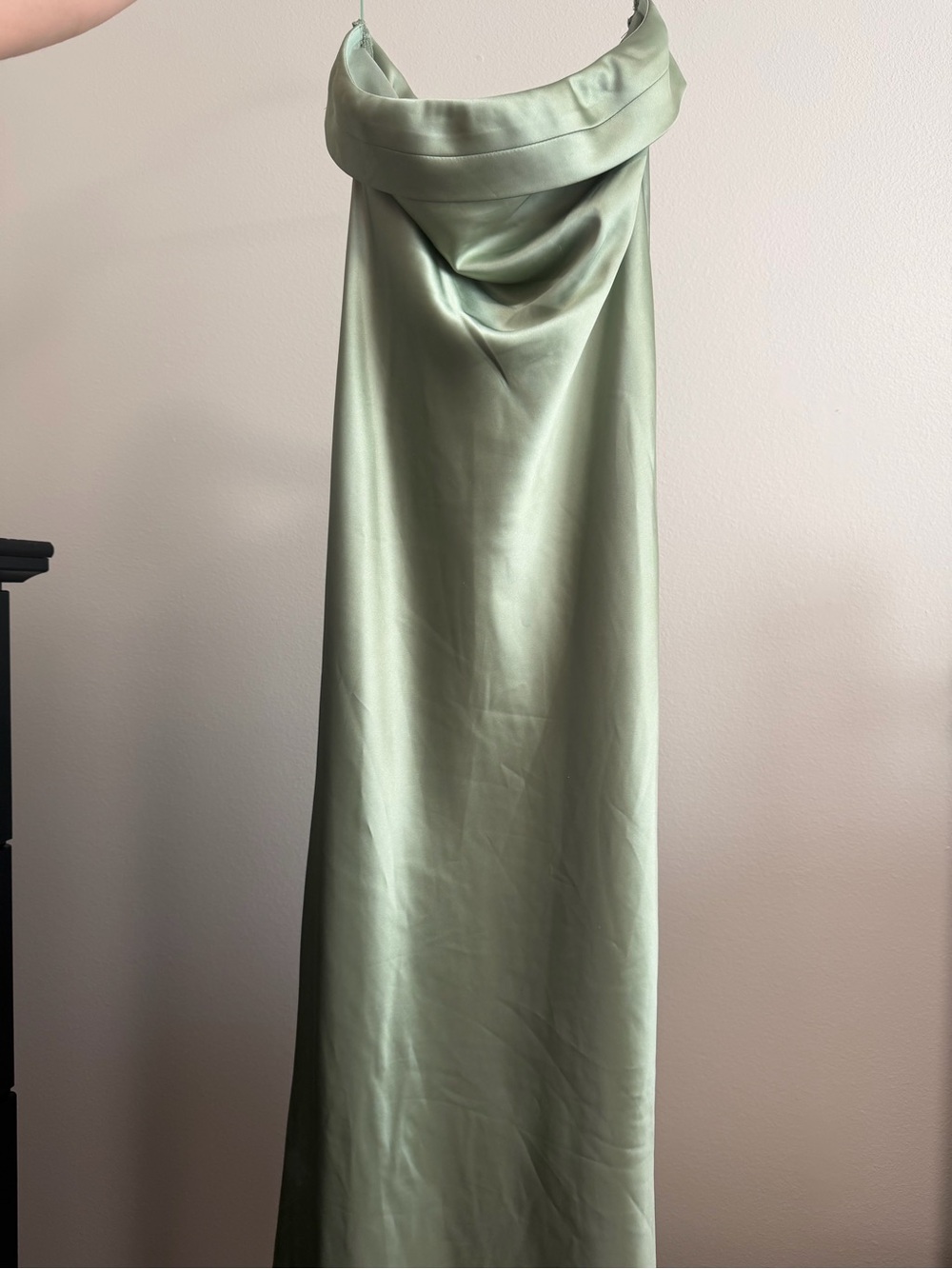 Satin Cowl Neck Slip Dress in Sage Green